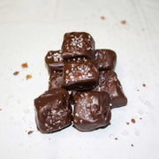 Milk chocolate covered caramels with sea salt