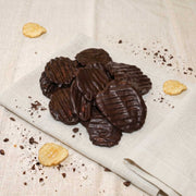Mixed milk and dark chocolate covered potato chips